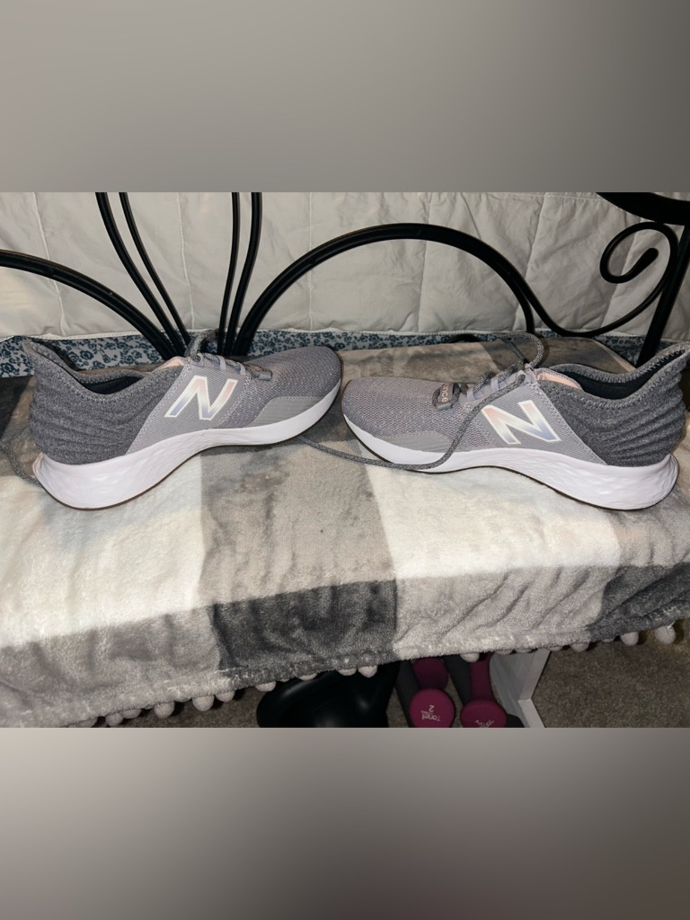New Balance Gray and White Athletic Sneakers